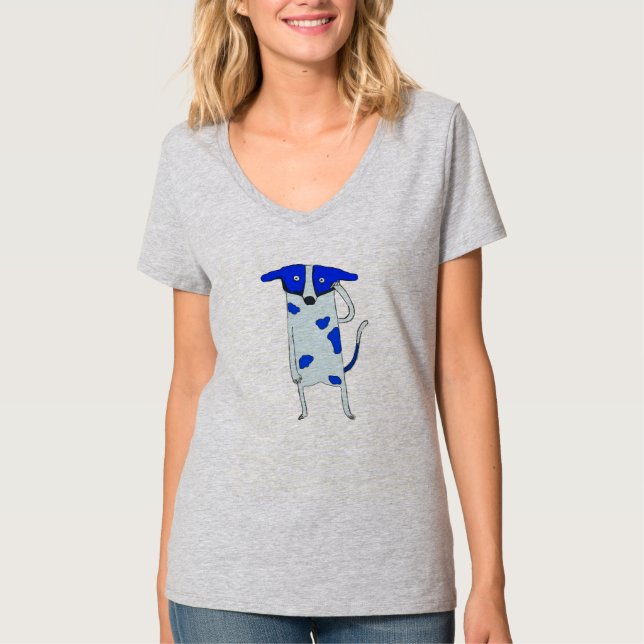 Comical Blue Dot Dog T-Shirt (Front)