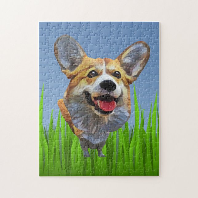 Comical Cartoon Welsh Corgi Dog 252 Piece Puzzle (Vertical)