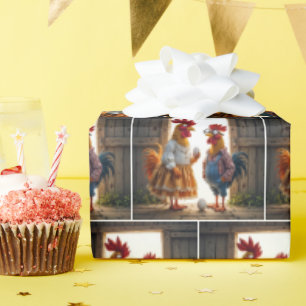 Comical Chickens With Eggs Wrapping Paper