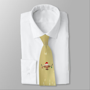 Comical Christmas Longhorn Steer Neck Tie