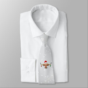 Comical Christmas Longhorn Steer Neck Tie