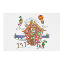 Comical Christmas Scene Santa Elves and Rudolph