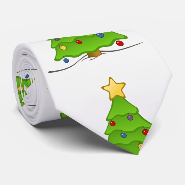 COMICAL CHRISTMAS TREES CHRISTMAS NECK TIE (Rolled)
