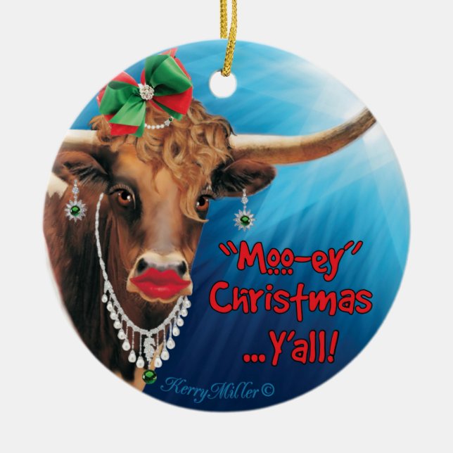 Comical cow Ceramic Ornament (Front)