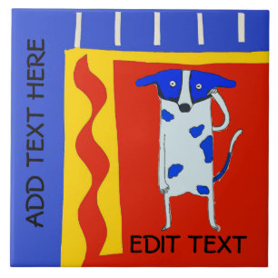 Comical Dog, edit text Ceramic Tile