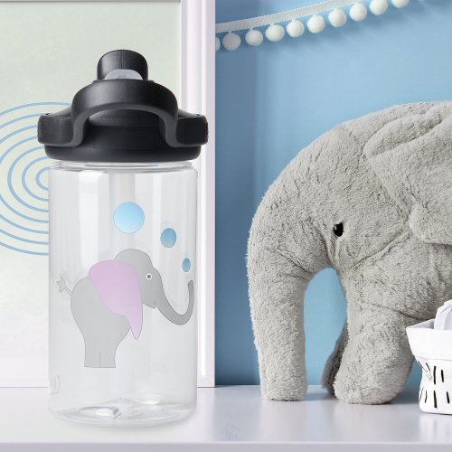 Comical Elephant Bubbles Monogram Water Bottle