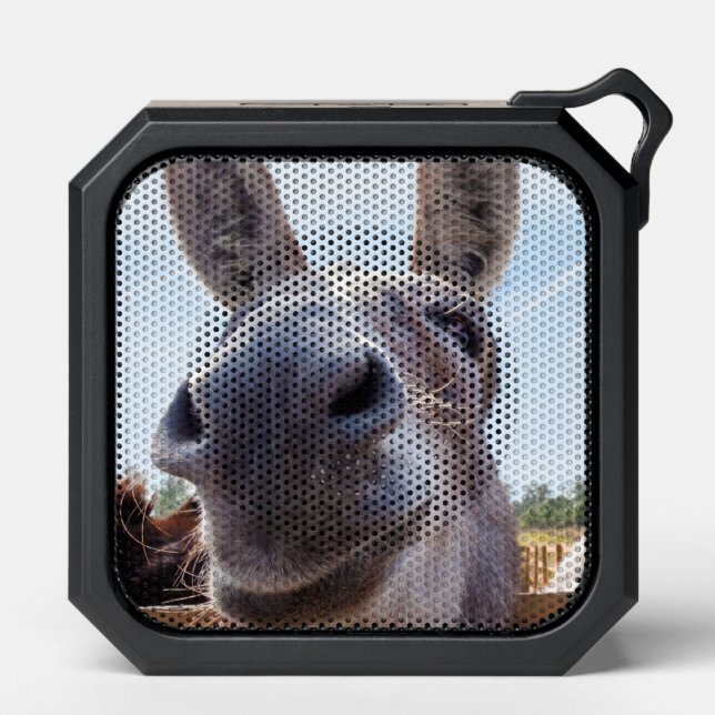 Comical Gray Smiling Donkey Bluetooth Speaker (Front)