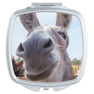 Comical Gray Smiling Donkey Compact Mirror
