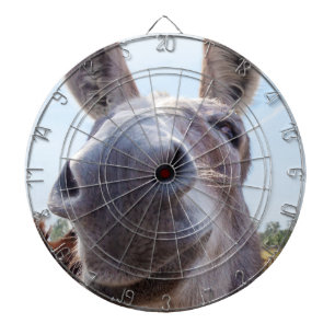 Comical Gray Smiling Donkey Dart Board