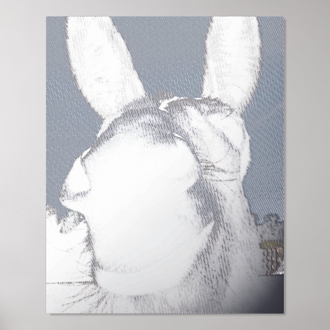 Comical Gray Smiling Donkey Foil Prints (Front)