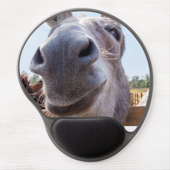 Comical Gray Smiling Donkey Gel Mouse Pad (Front)