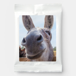 Comical Gray Smiling Donkey Hot Chocolate Drink Mix