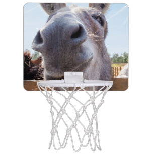 Comical Gray Smiling Donkey Mini Basketball Hoop