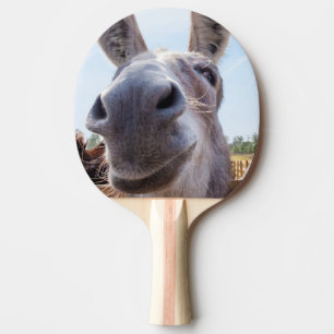 Comical Gray Smiling Donkey Ping Pong Paddle