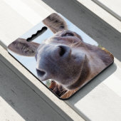 Comical Gray Smiling Donkey Seat Cushion (In Situ)