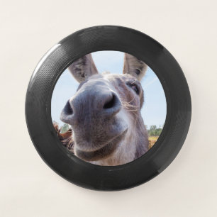 Comical Gray Smiling Donkey Wham-O Frisbee