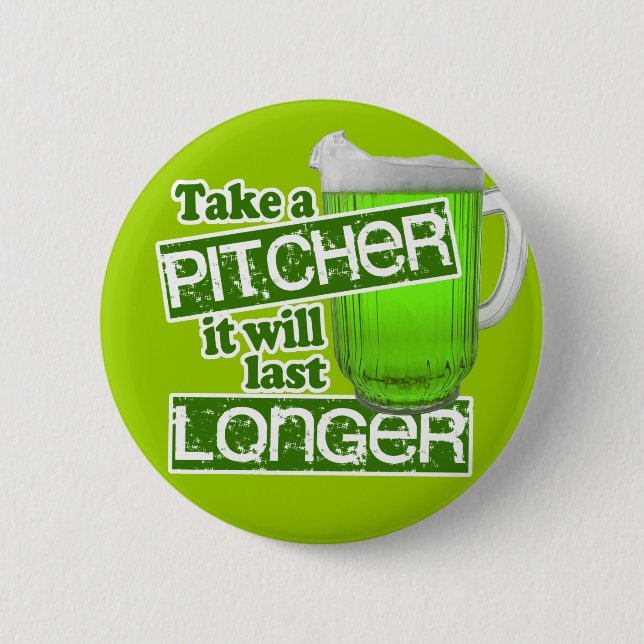 Comical Green Beer Day Pinback Button (Front)