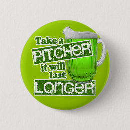 Comical Green Beer Day Pinback Button