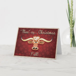 Comical Longhorn Steer Holiday Card