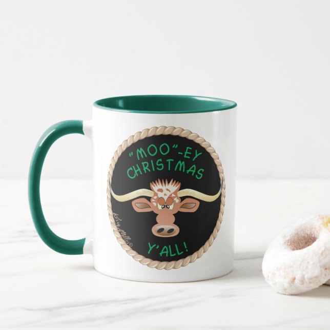 Comical Longhorn Steer Mug (With Donut)
