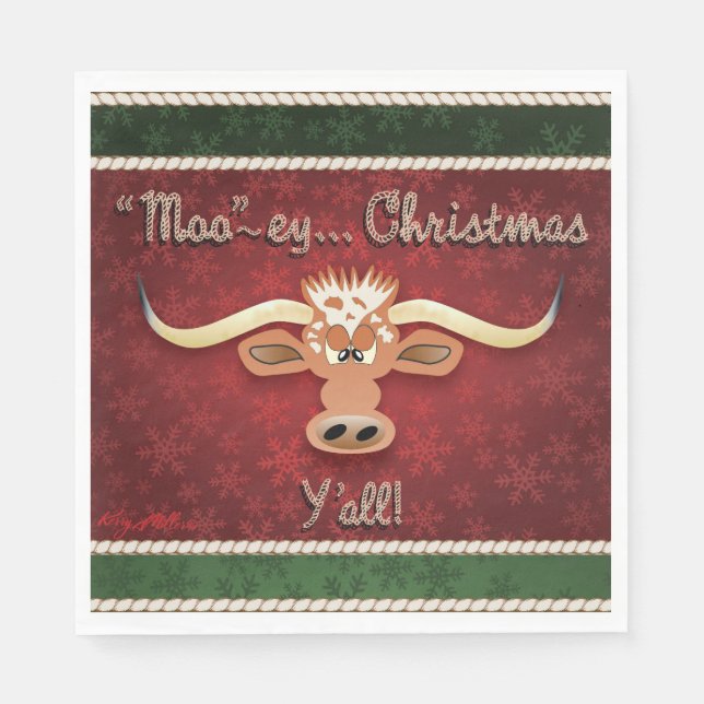 Comical Longhorn Steer Napkins (Front)