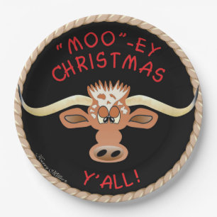 Comical Longhorn Steer Paper Plates