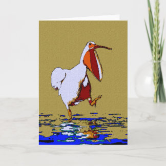 Comical Marching Pelican Card