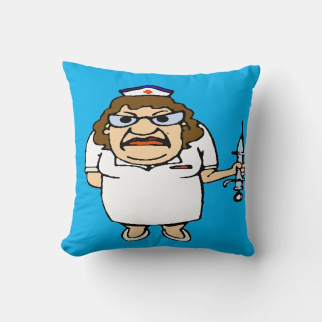 Comical Nurse Throw Pillow (Front)