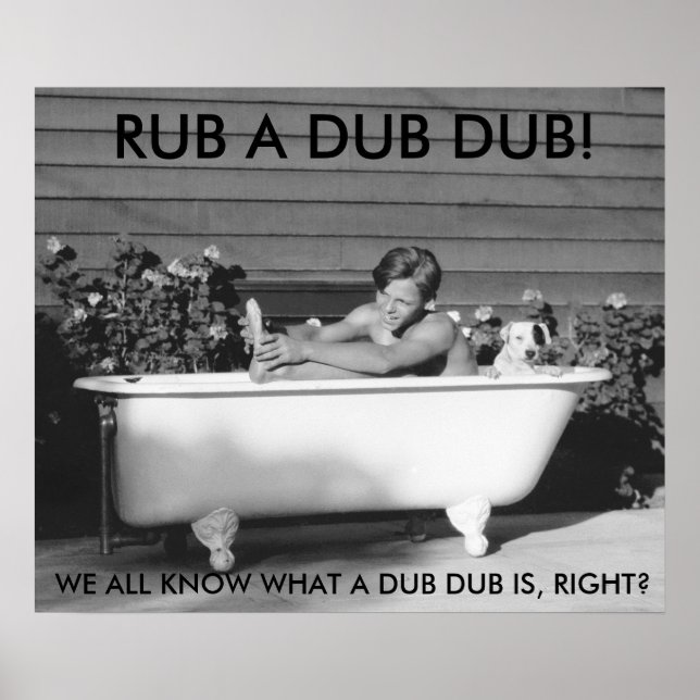 Comical Poster of Boy Bathing With His Dog (Front)