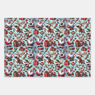 Comical Reindeer in Funny Poses Wrapping Paper Sheets