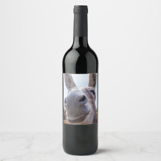 Comical Smiling Gray Donkey Wine Label