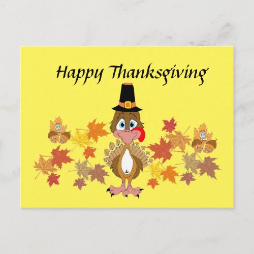 Comical Turkey And Friends Thanksgiving Postcard