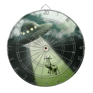 Comical UFO Cow Abduction Dartboard With Darts
