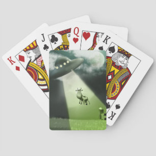 Comical UFO Cow Abduction  Playing Cards