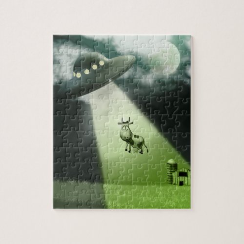 Comical UFO Cow Abduction Puzzle