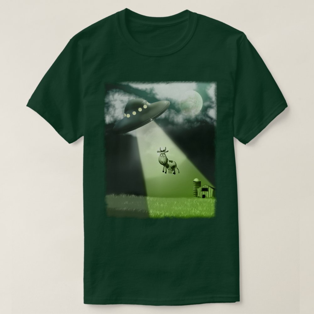 Disover Comical UFO Cow Abduction T-Shirt