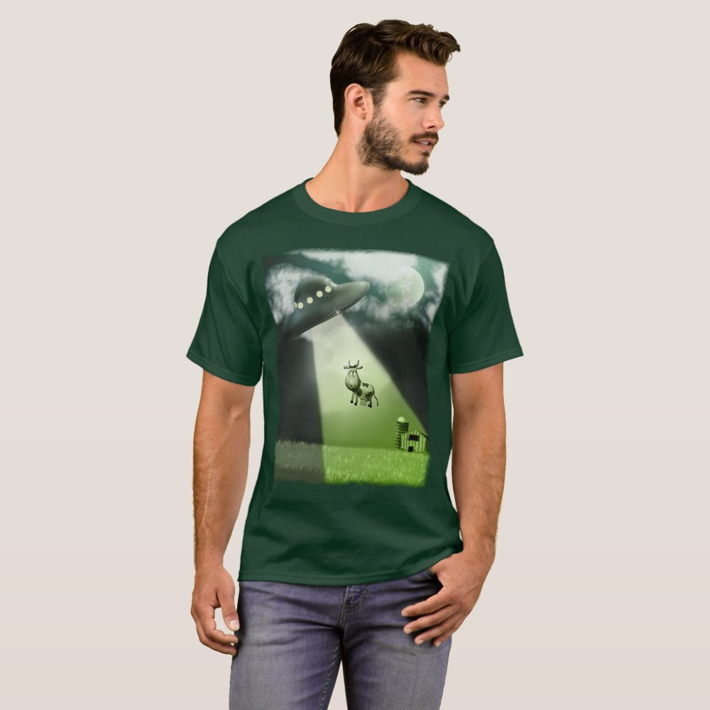 Discover Comical UFO Cow Abduction T-Shirt
