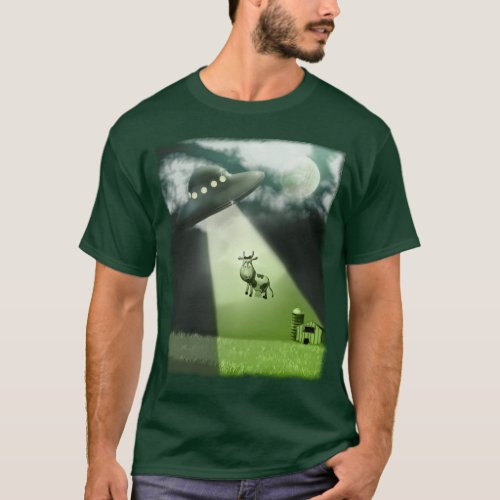 Comical UFO Cow Abduction T_Shirt