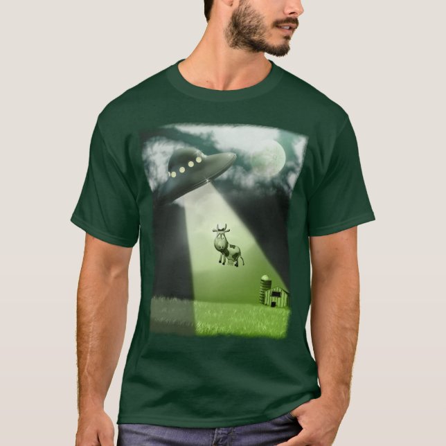 Comical UFO Cow Abduction T-Shirt (Front)