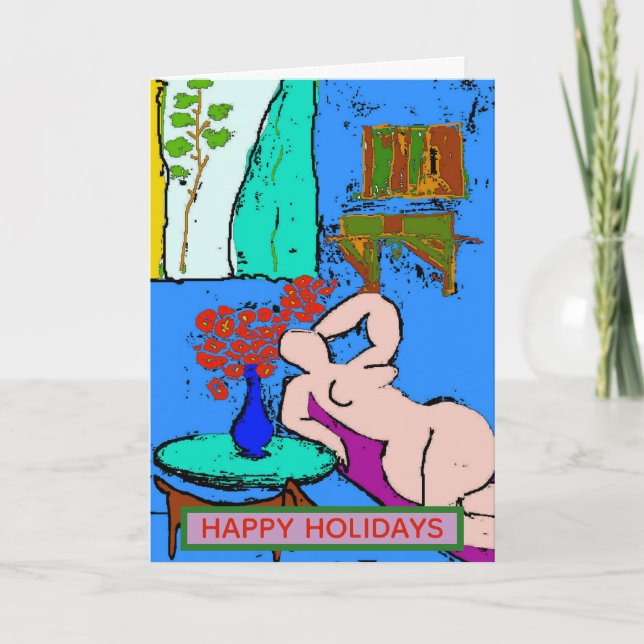 Comical Woman abstract Holiday Card (Front)