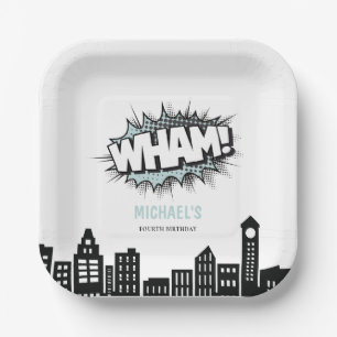 Comics Book Superhero Birthday Paper Plates
