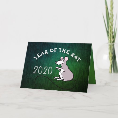 Comics Chinese Rat New Year 2020 Green Greeting C Holiday Card