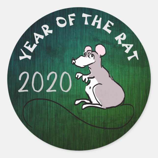 Comics Chinese Rat New Year 2020 Round Sticker (Front)