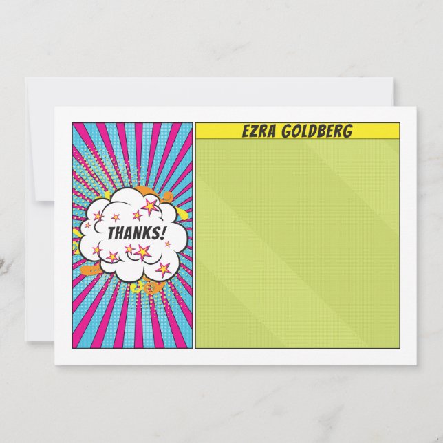 Comics Comic Book Bar or Bat Mitzvah Thank You Card (Front)