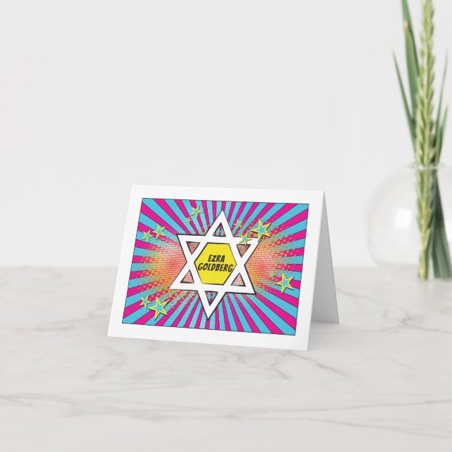 Comics Comic Book Bar Star of David Folded Thank You Card (Front)