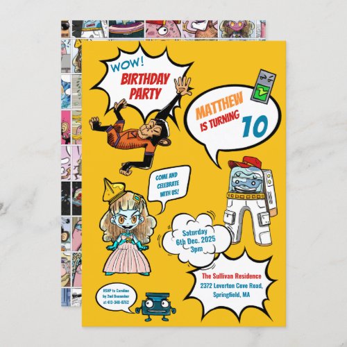 Comics Cool Superhero Party Birthday Invitation