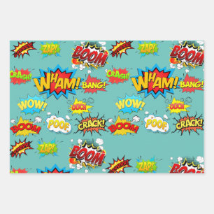 comics design wrapping paper sheets