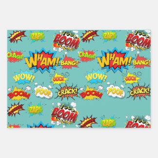 comics design wrapping paper sheets