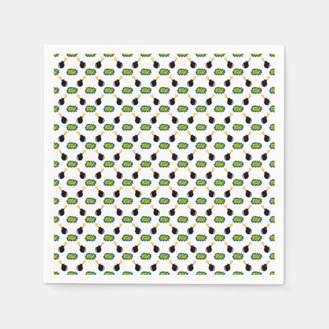 Comics Funny Big Ideas Boom Bombs Superhero Fun Napkins (Front)