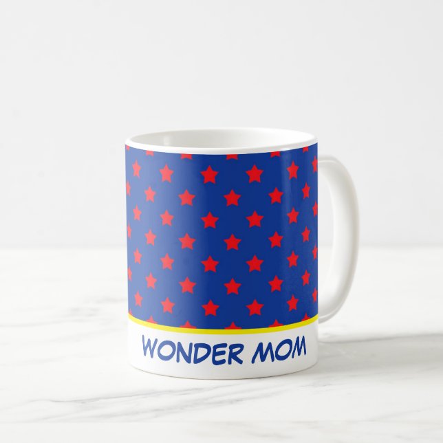Comics Funny Superhero Stars WONDER MOM Fun Coffee Mug (Front Right)